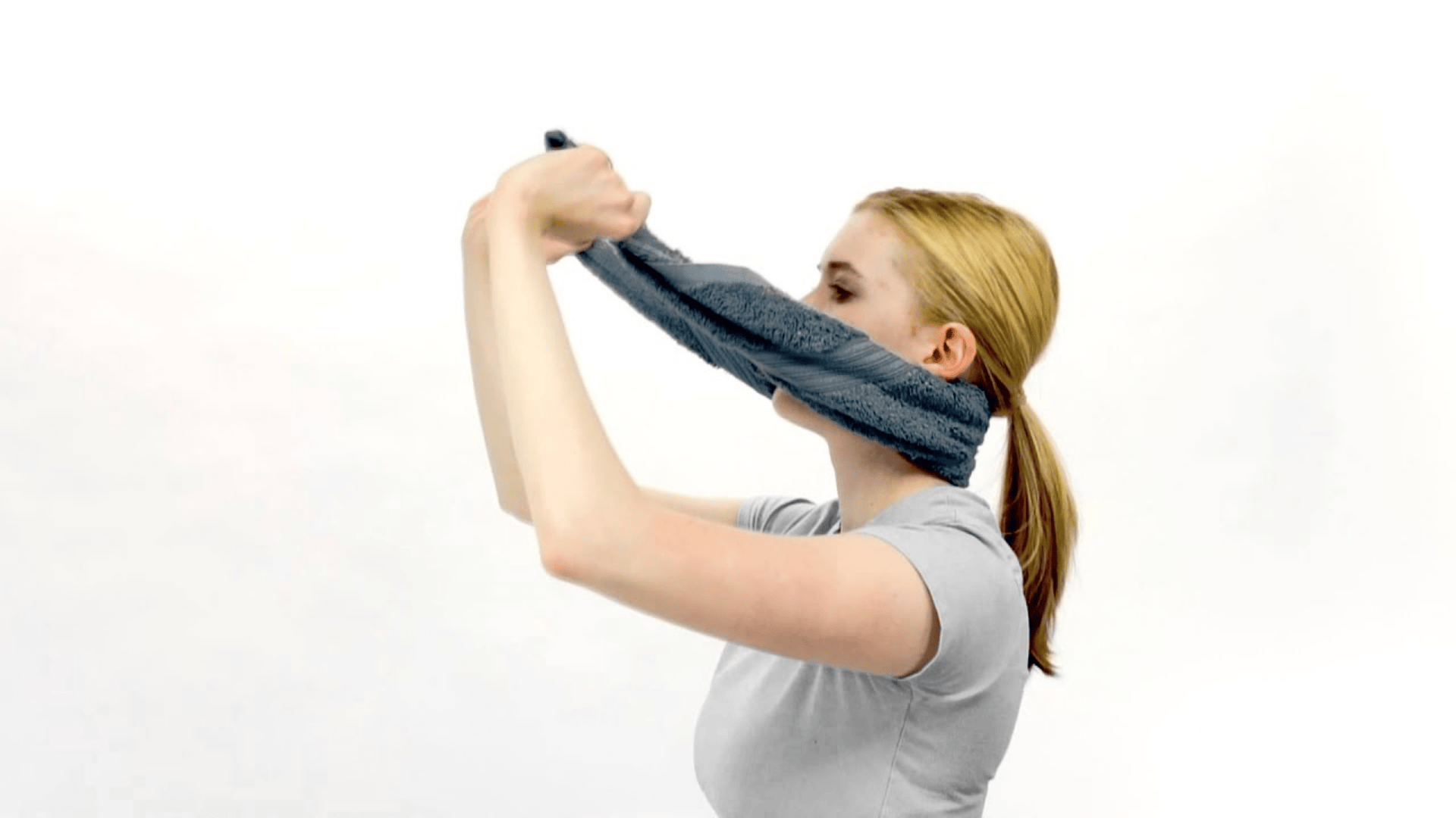 seated neck stretch with towel