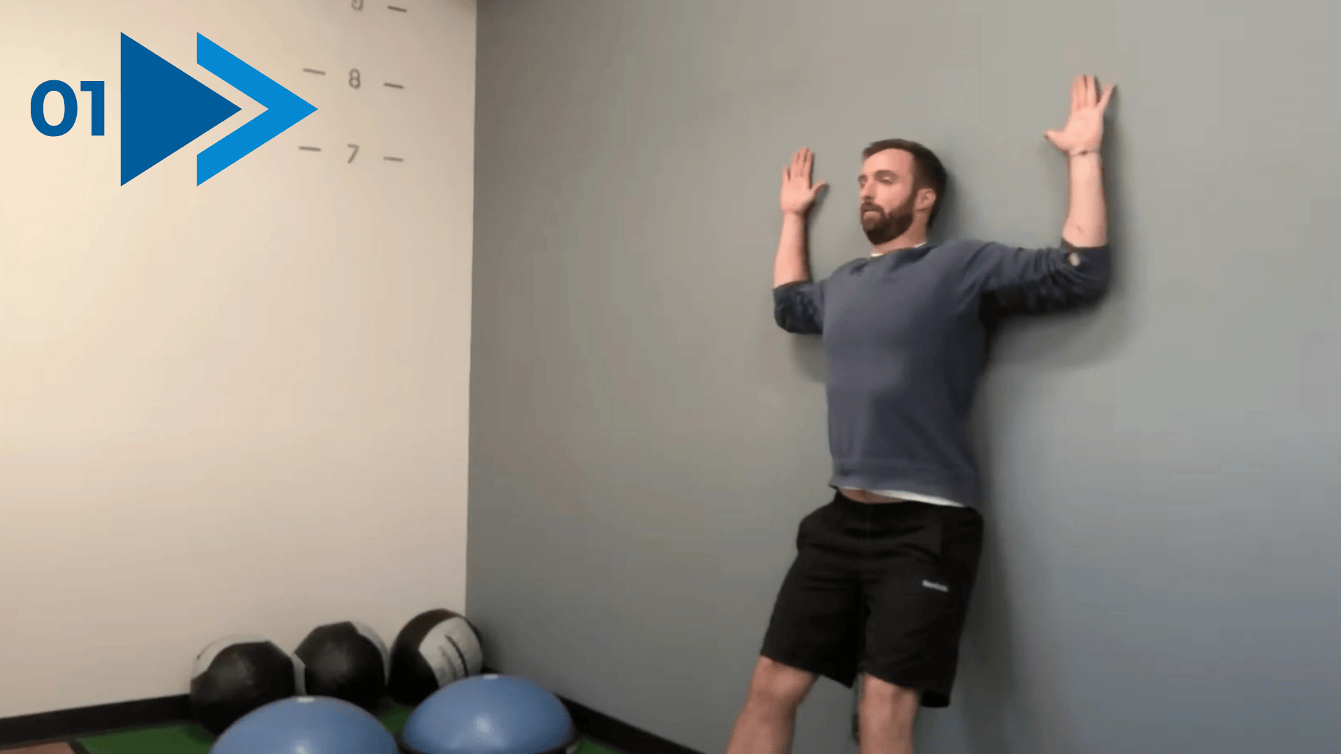 step 1 position yourself against the wall